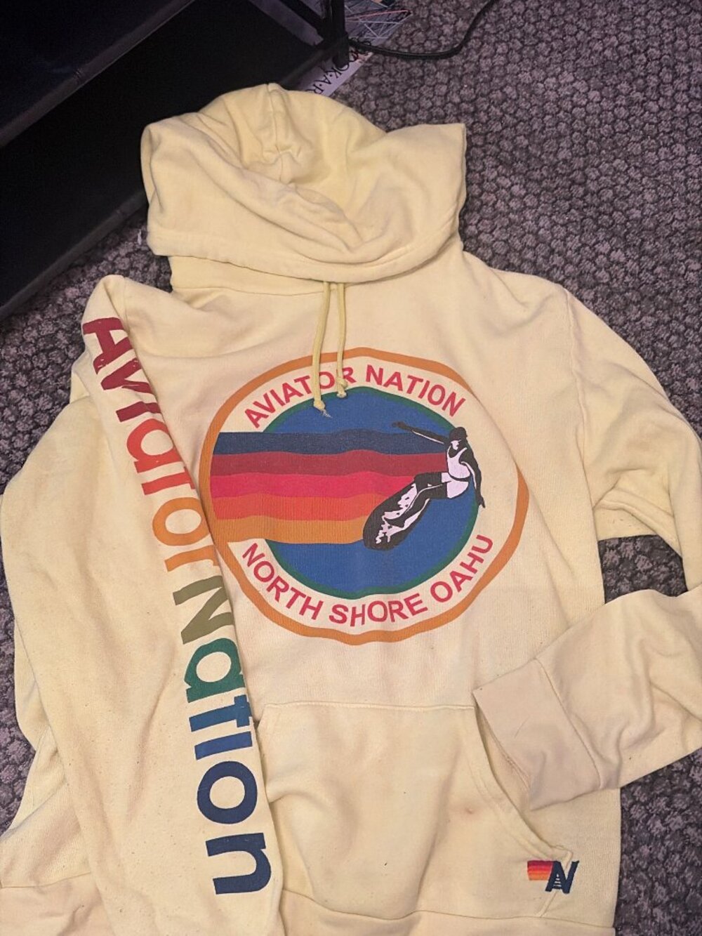 Aviator Nation North Shore Oahu Hoodie - Pale Yellow, Size XL